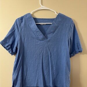Blue V-Neck Women's Top
